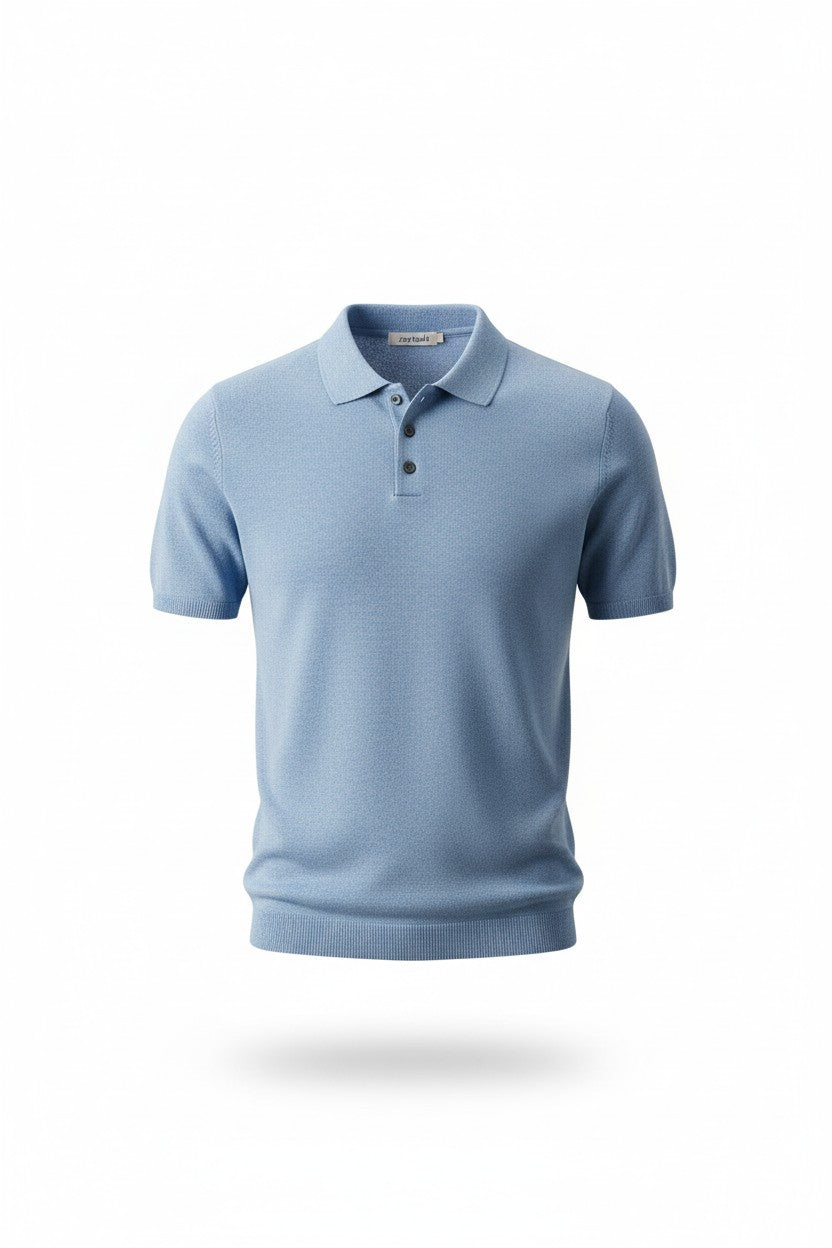 Zartosht Blue Cashmere Polo Shirt