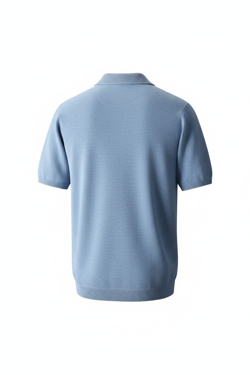 Zartosht Blue Cashmere Polo Shirt