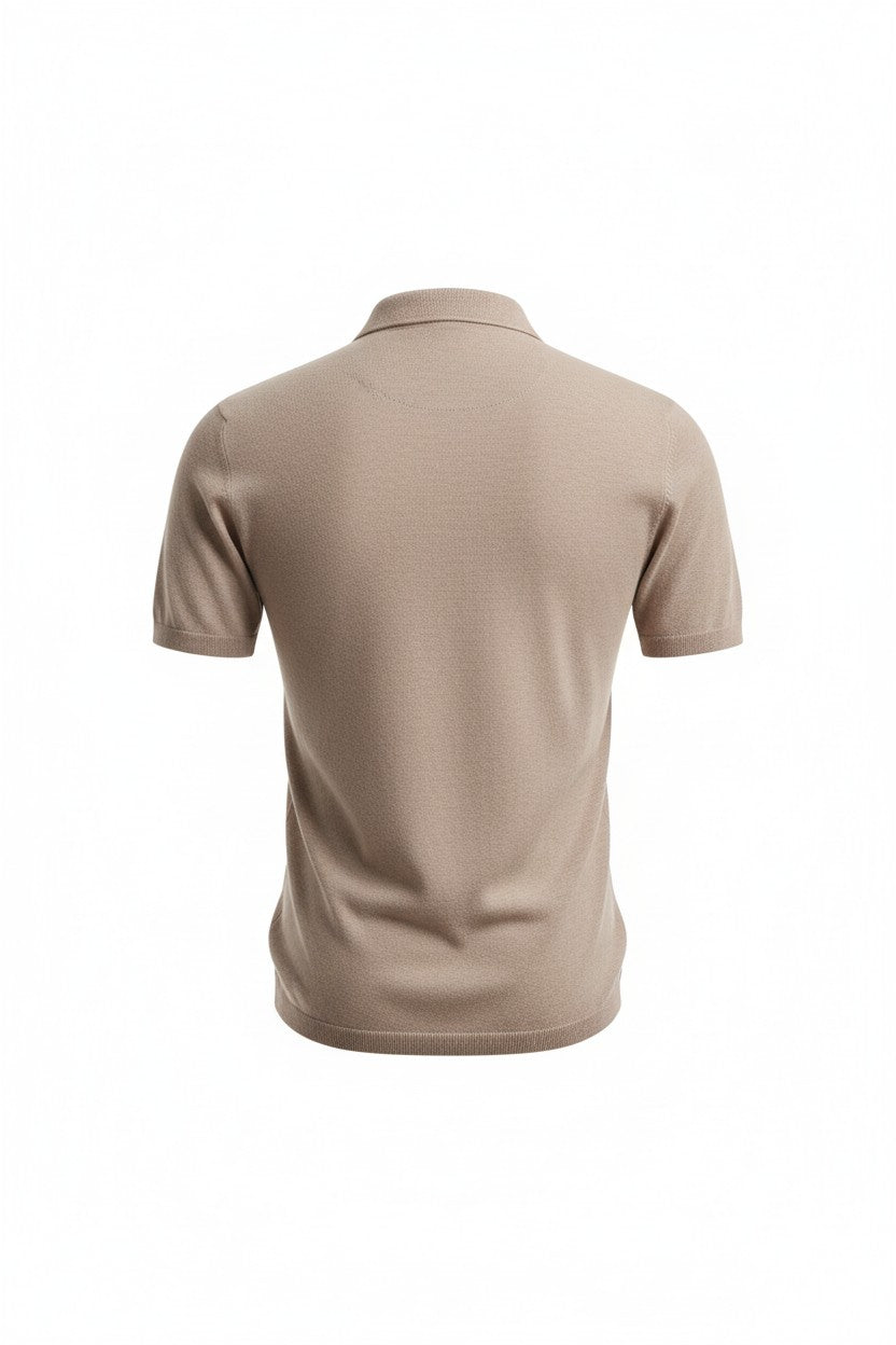 Zartosht Beige Cashmere Polo Shirt