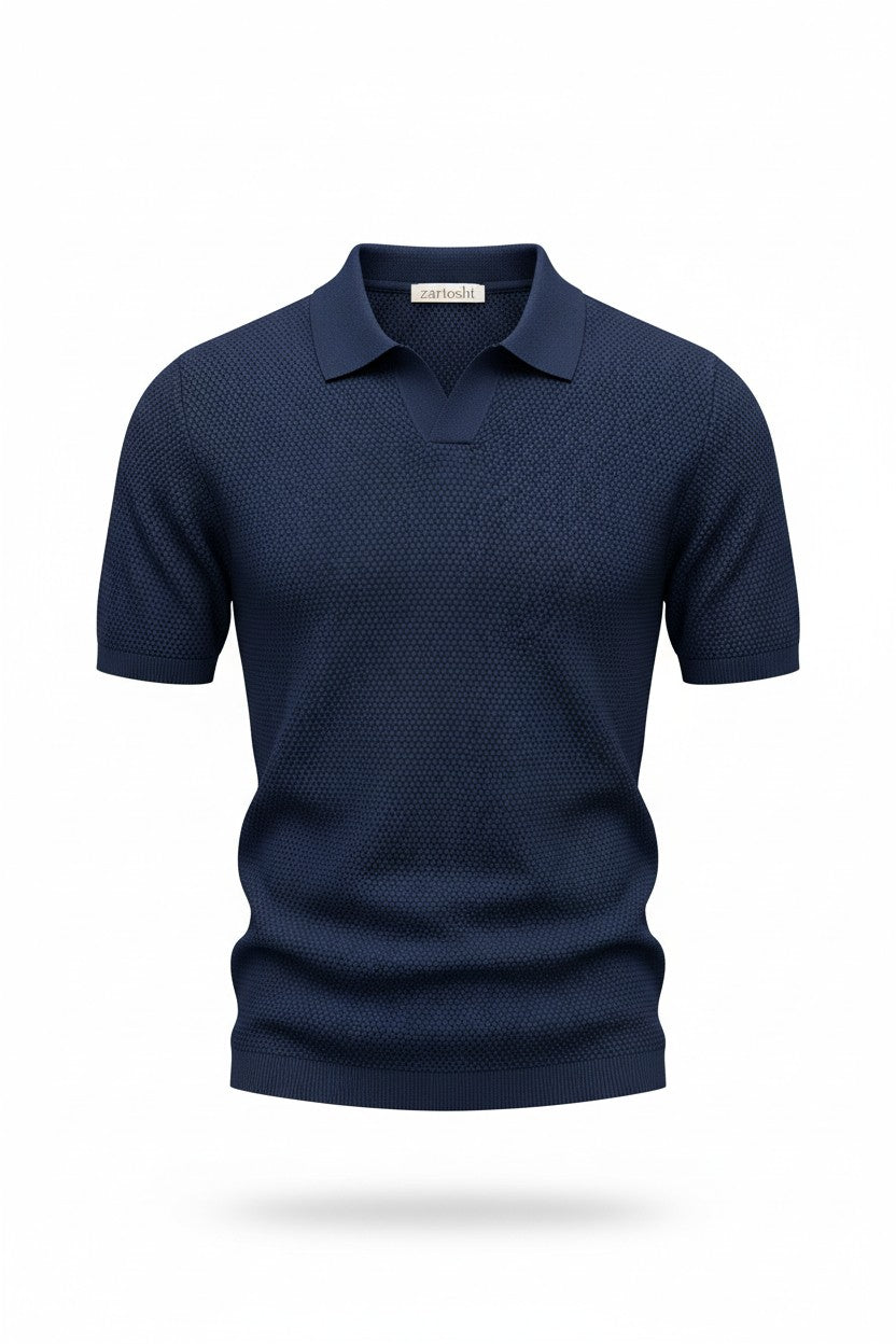 Zartosht Navy Cashmere Polo Shirt