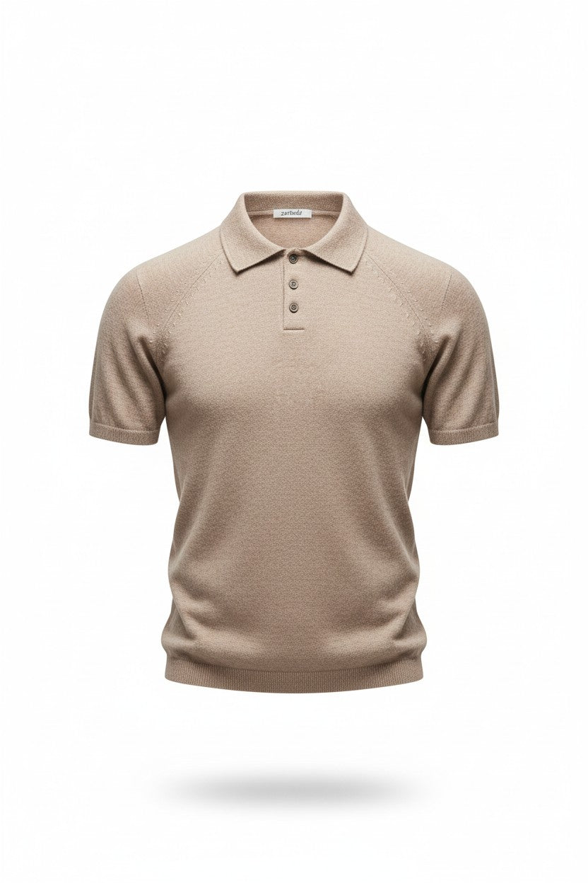 Zartosht Beige Cashmere Polo Shirt