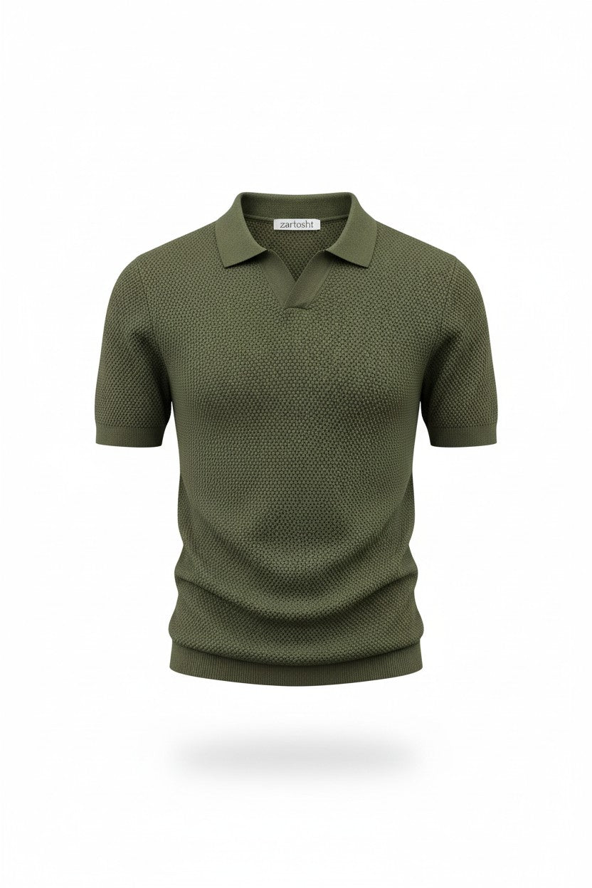 Zartosht Olive Cashmere Polo Shirt
