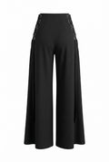SZ Black wide-leg cropped trousers shown from the back on a plain white background.
