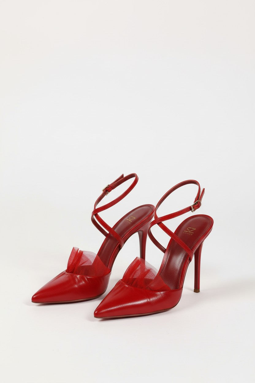 SZ Mesh Leather High Heels