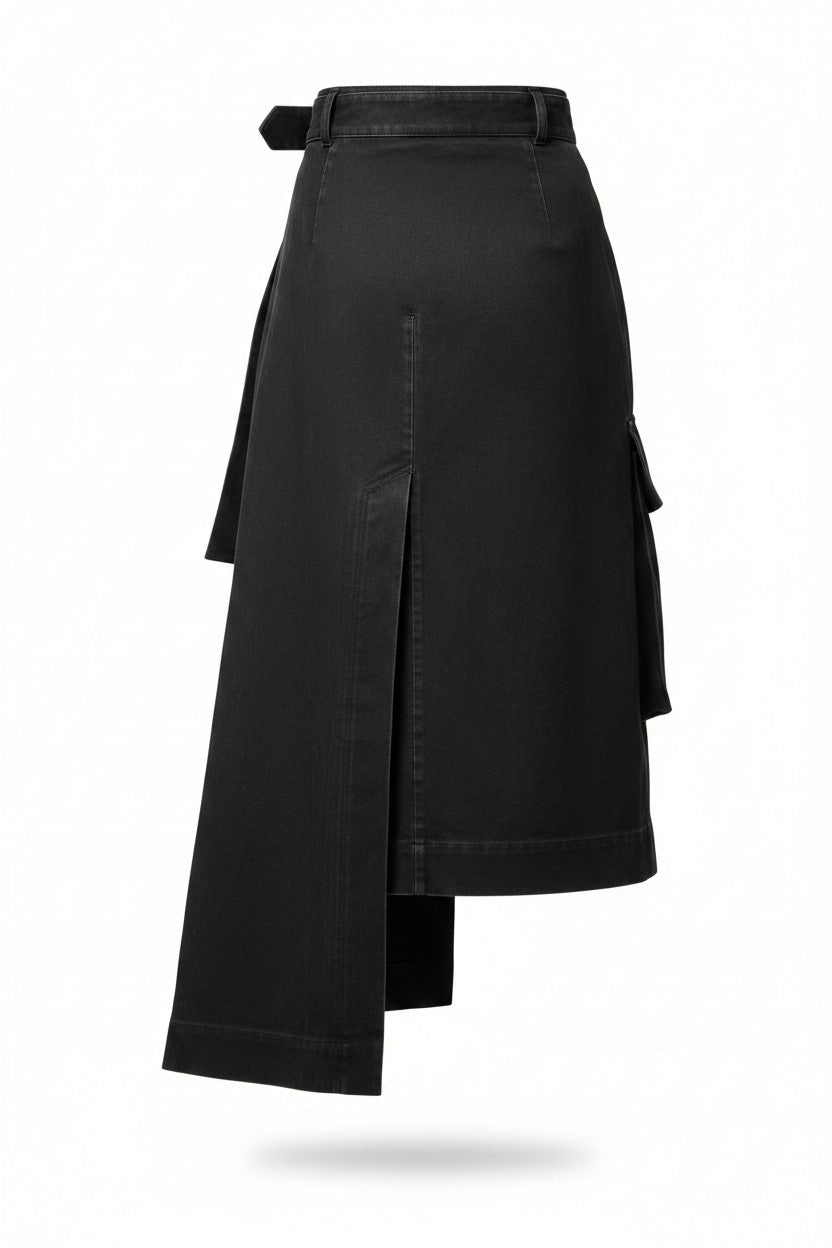 Black skirt with a belt on a white background