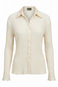 Beige ribbed shirt on a white background
