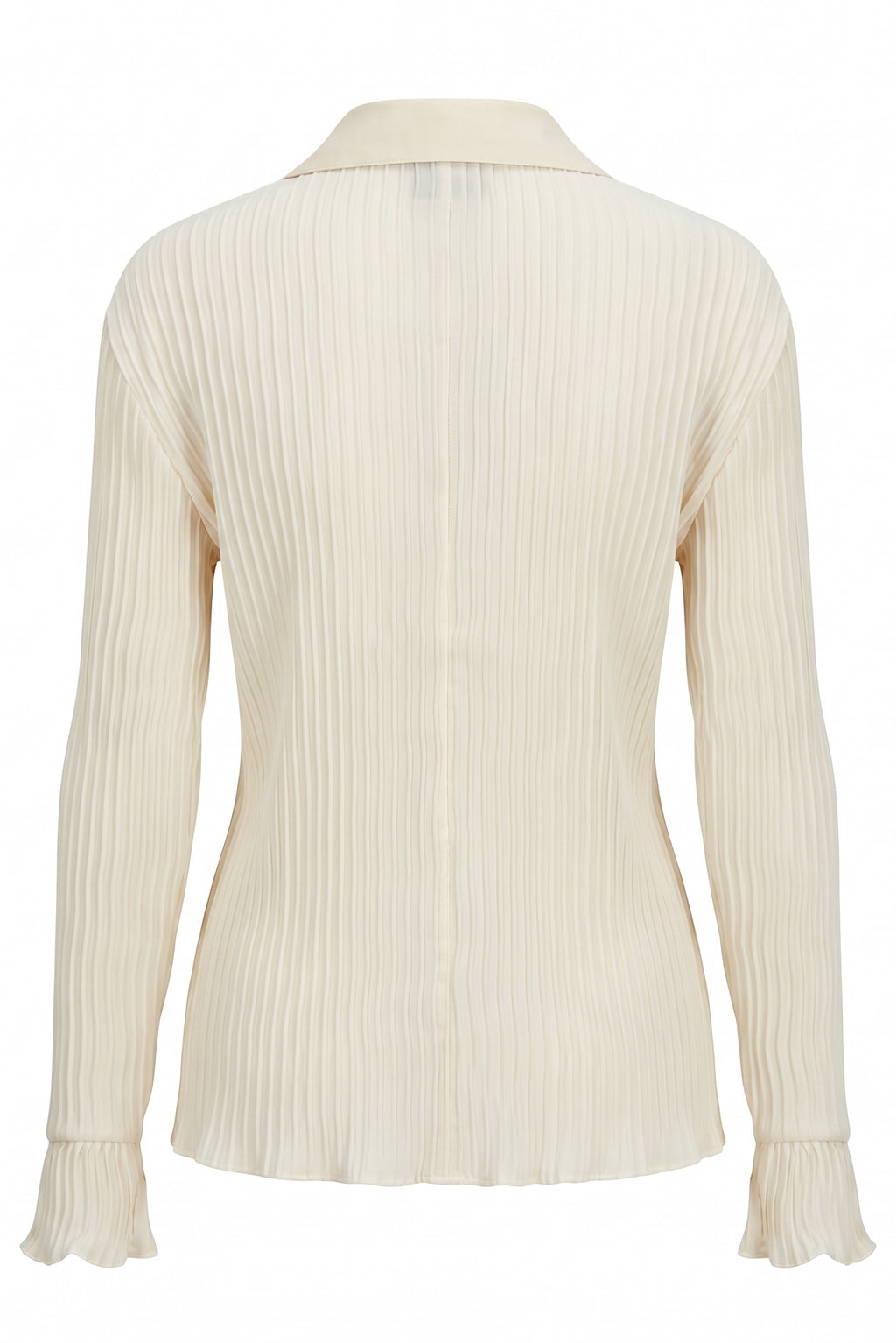 Cream-colored ribbed sweater on a white background