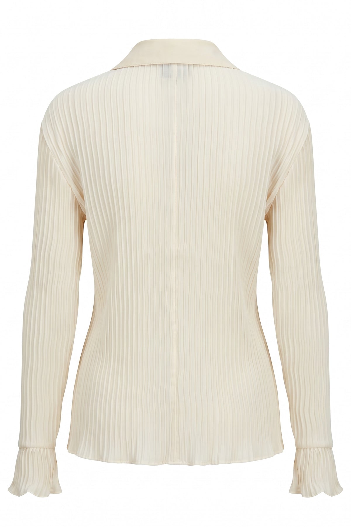Cream-colored ribbed sweater on a white background