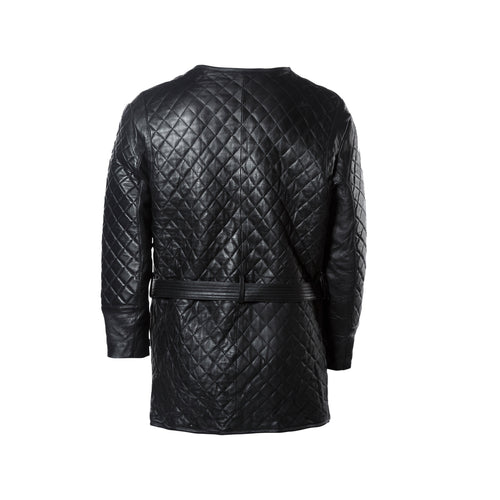 Men's Genuine Leather Checkered Jacket