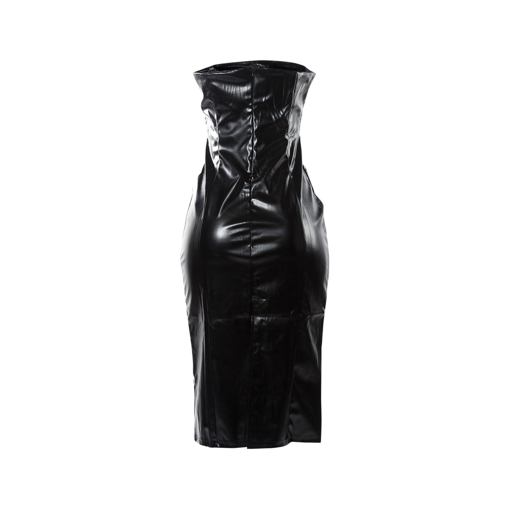 Long Faux Leather Dress