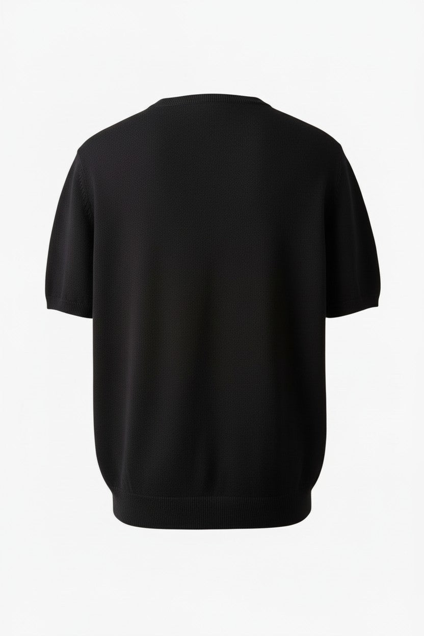 Black t-shirt on a white background