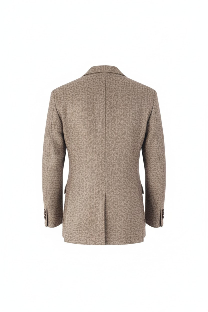 Beige suit jacket on a white background