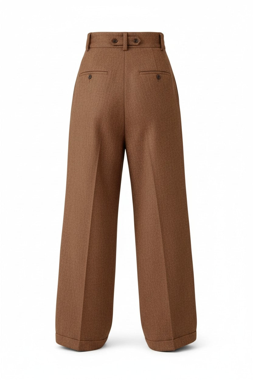 Brown wide-leg pants on a white background